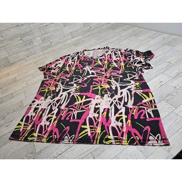 INC Int'l Concepts All Over Graphic Print Raw Hem T-Shirt V-Neck Size XL - Picture 3 of 9